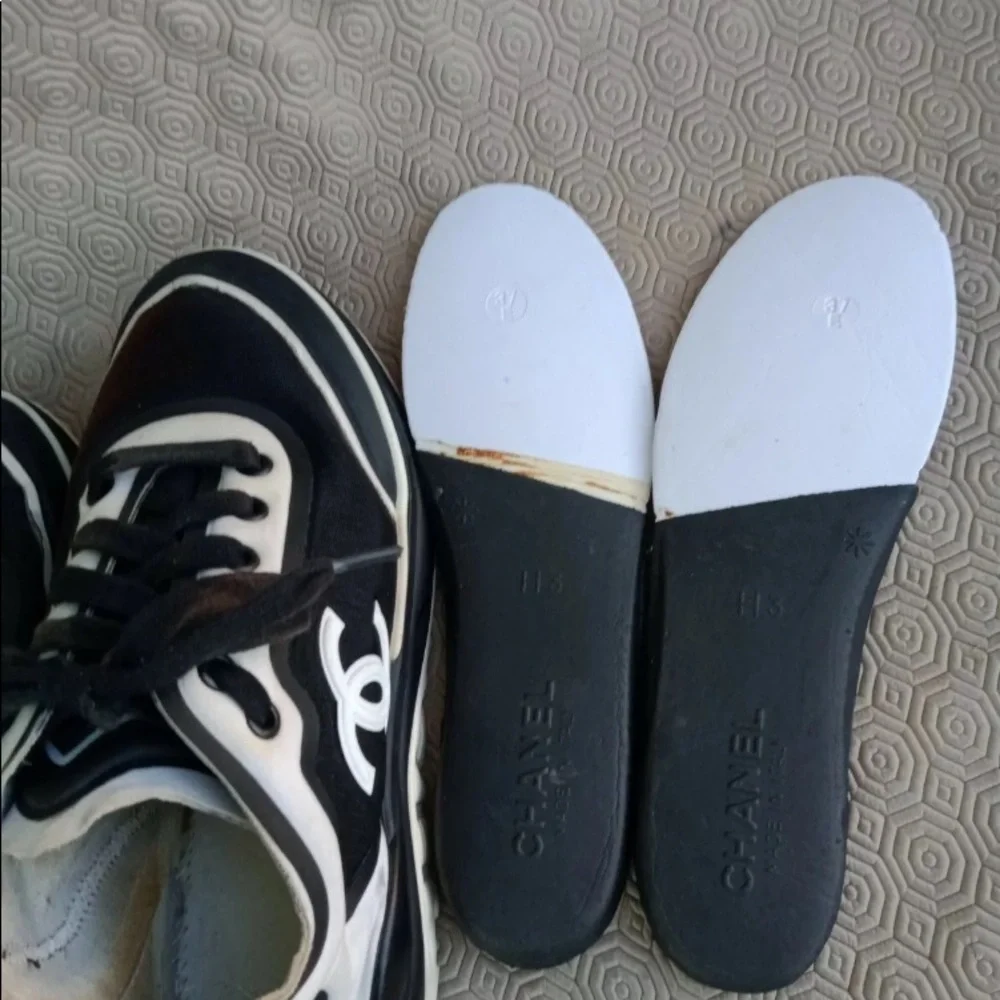 CHANEL Low Top 37 Nylon Multi Cc Logo Trainer Sneakers CC LG34763 Mesh & Fabric - Picture 9 of 12